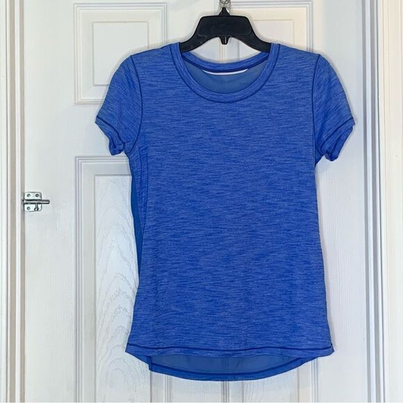 Lululemon Beat The Heat Short Sleeve Heathered Pipe Dream Blue Size 6 - Picture 6 of 7